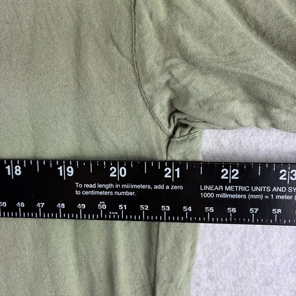 XPRSO Tunic Top Button Long Sleev Medium 100% Rayon Sage Green Cottage Lagenlook - Picture 2 of 10